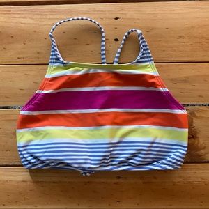 Roxy Striped High Neck Bikini Top